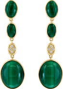 EFFY 14K Yellow Gold Malachite & Diamond Drop Earrings - 0.03ct.