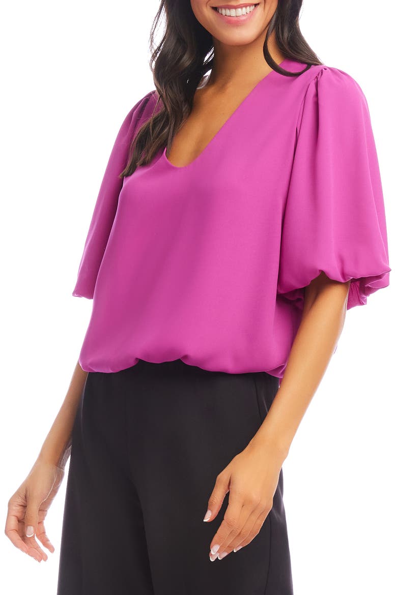 Puff Sleeve Crepe Top, Alternate, color, ORCHID