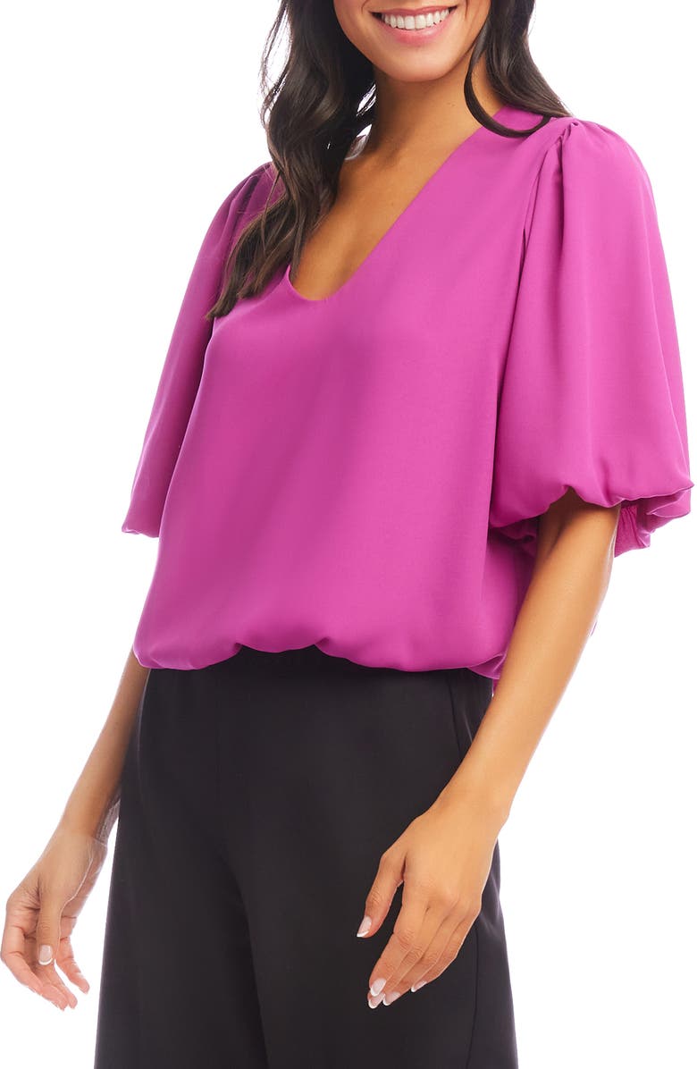 Karen Kane Puff Sleeve Crepe Top, Alternate, color, Orchid