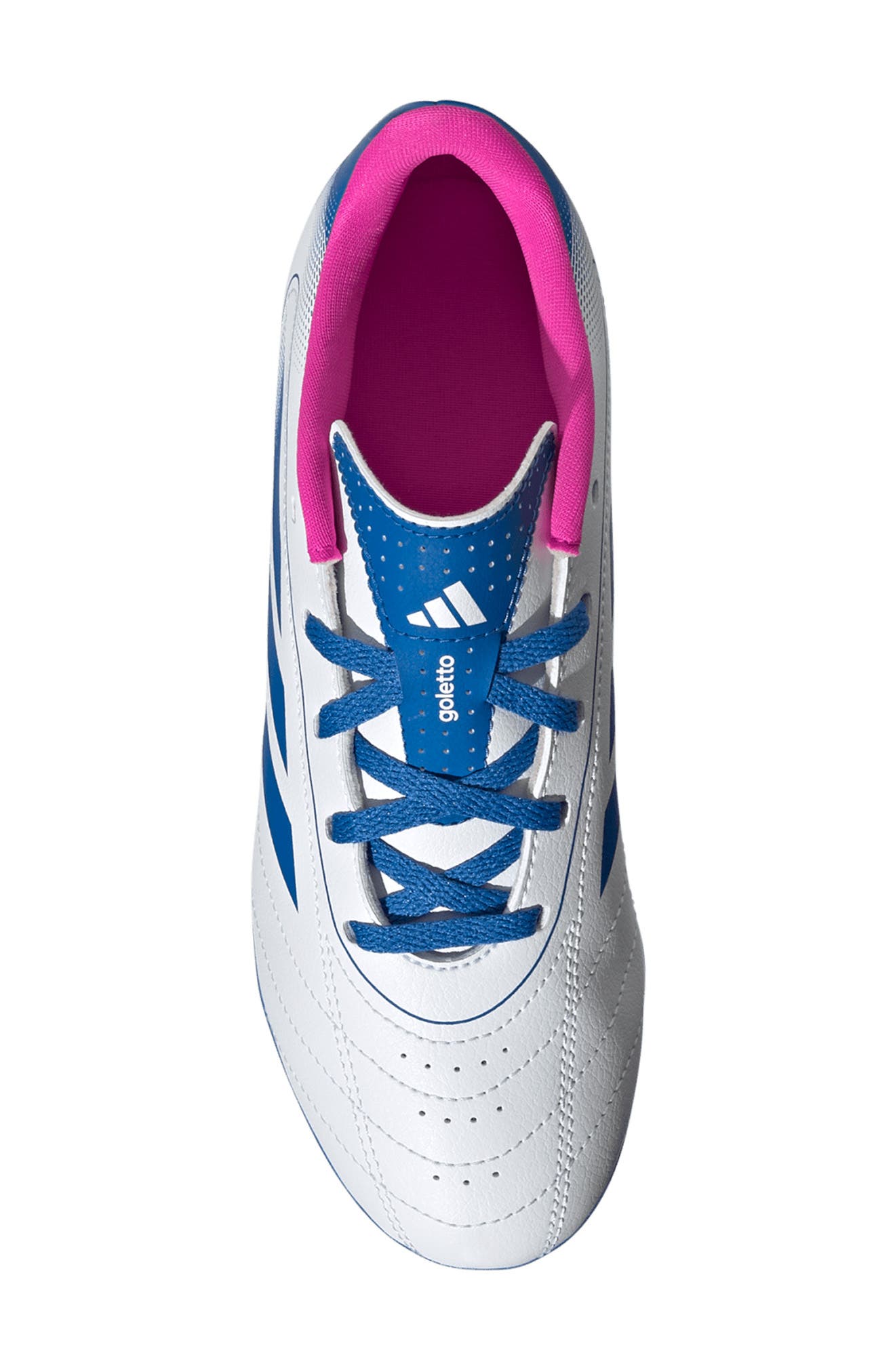 adidas Goletto IX Soccer Cleat, Alternate, color, White/ Royal/ Shock Pink