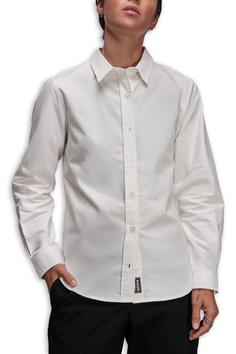 The Essential Long Sleeve Oxford Button Up, Main, color, WHITE