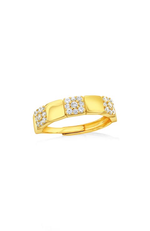 Pavé Cubic Zirconia Square Adjustable Ring