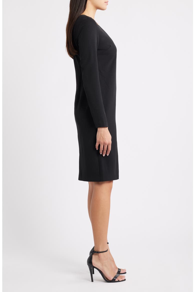 Rhinestone Long Sleeve Sheath Dress, Alternate, color, ANNE BLACK