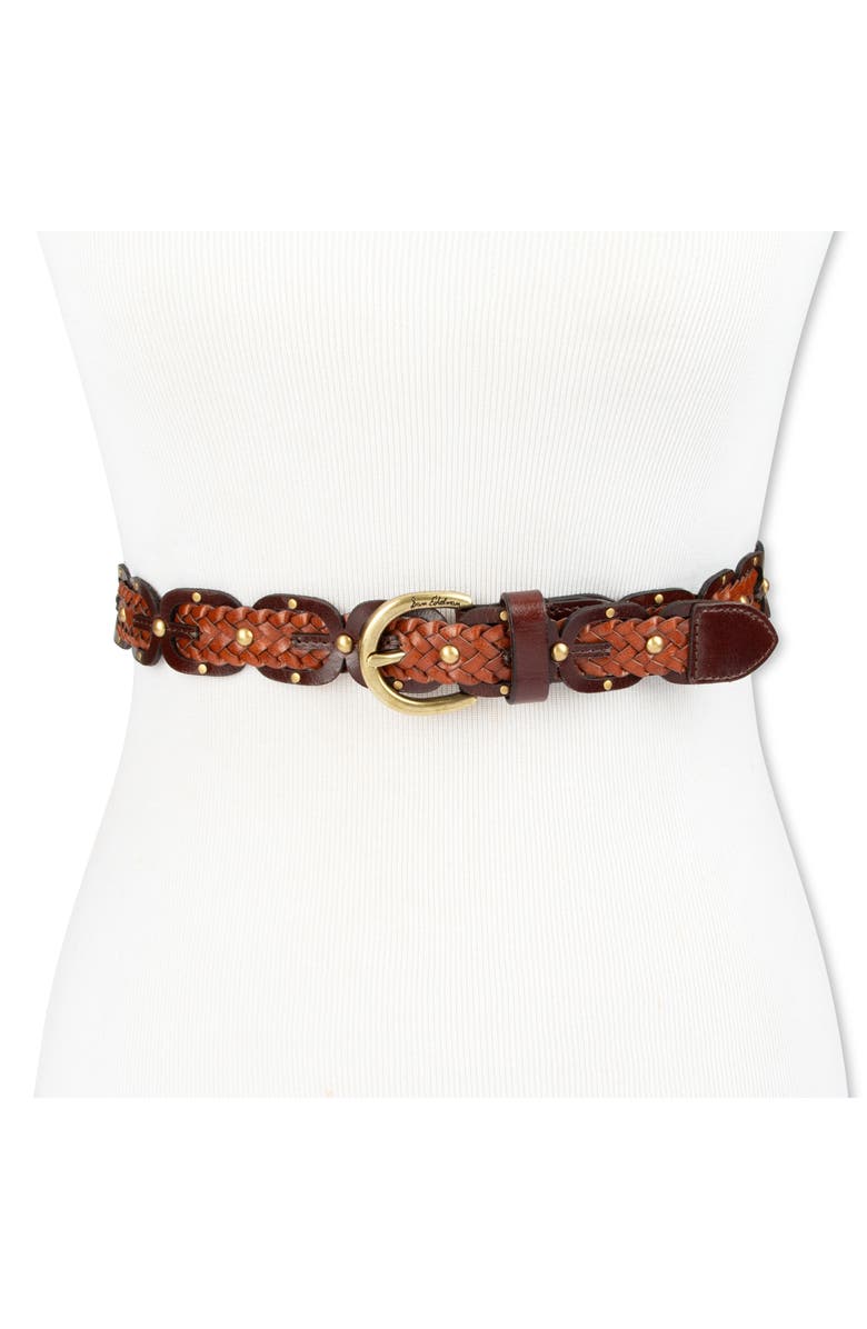 Sam Edelman Linked Braided Leather Belt, Alternate, color, Brown