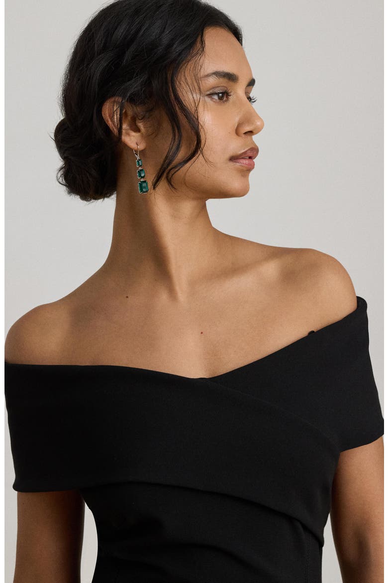 Off the Shoulder Faille Gown, Alternate, color, BLACK