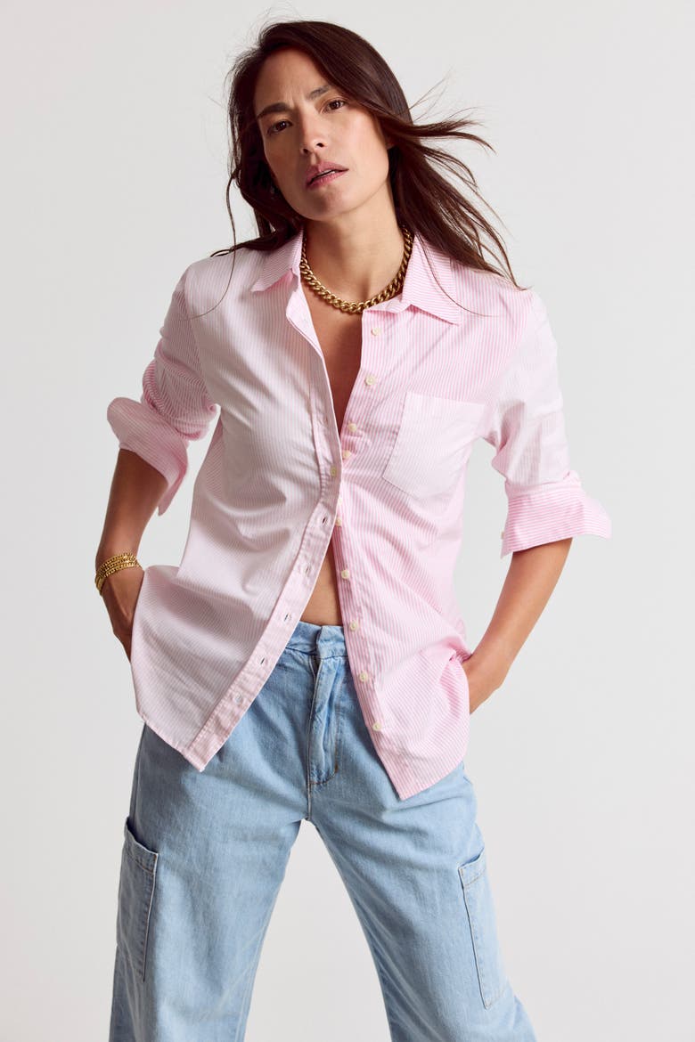 The Boyfriend Shirt in Multistripe, Alternate, color, Multi Pink Stripe