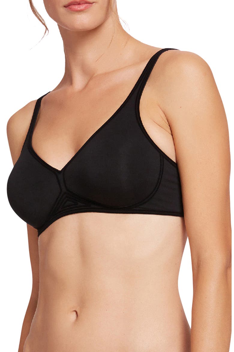 Cotton Contour 3W Wireless Plunge Bra, Main, color, BLACK