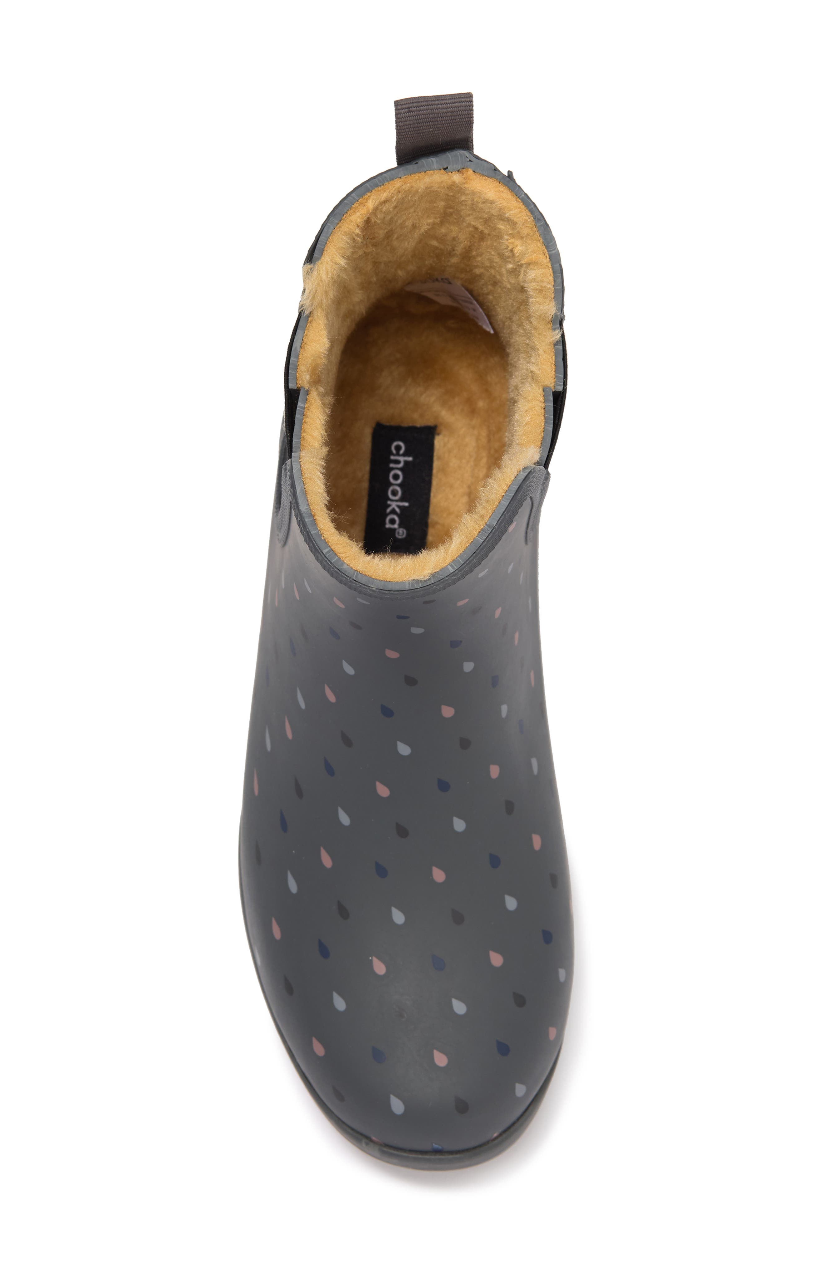 Chooka Rain Dot Eastlake Chelsea Faux Shearling Rain Boot, Alternate, color, 