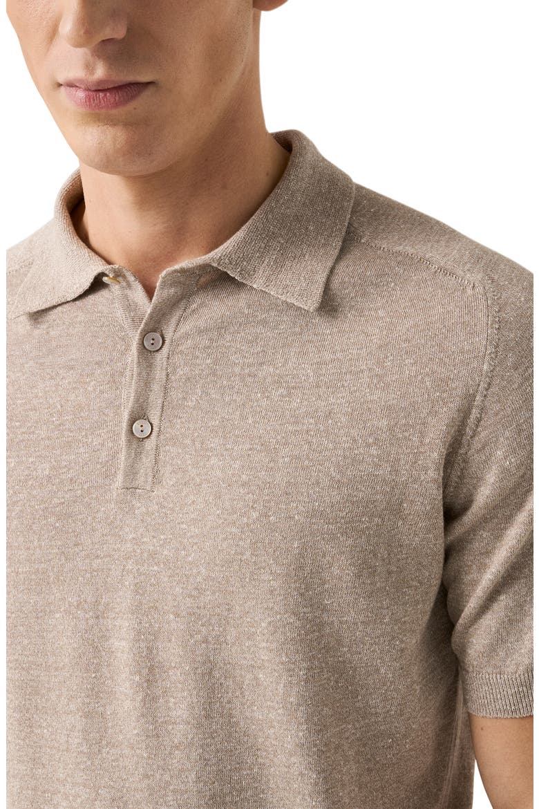 Linen & Cotton Fine Knit Polo, Alternate, color, LIGHT BEIGE