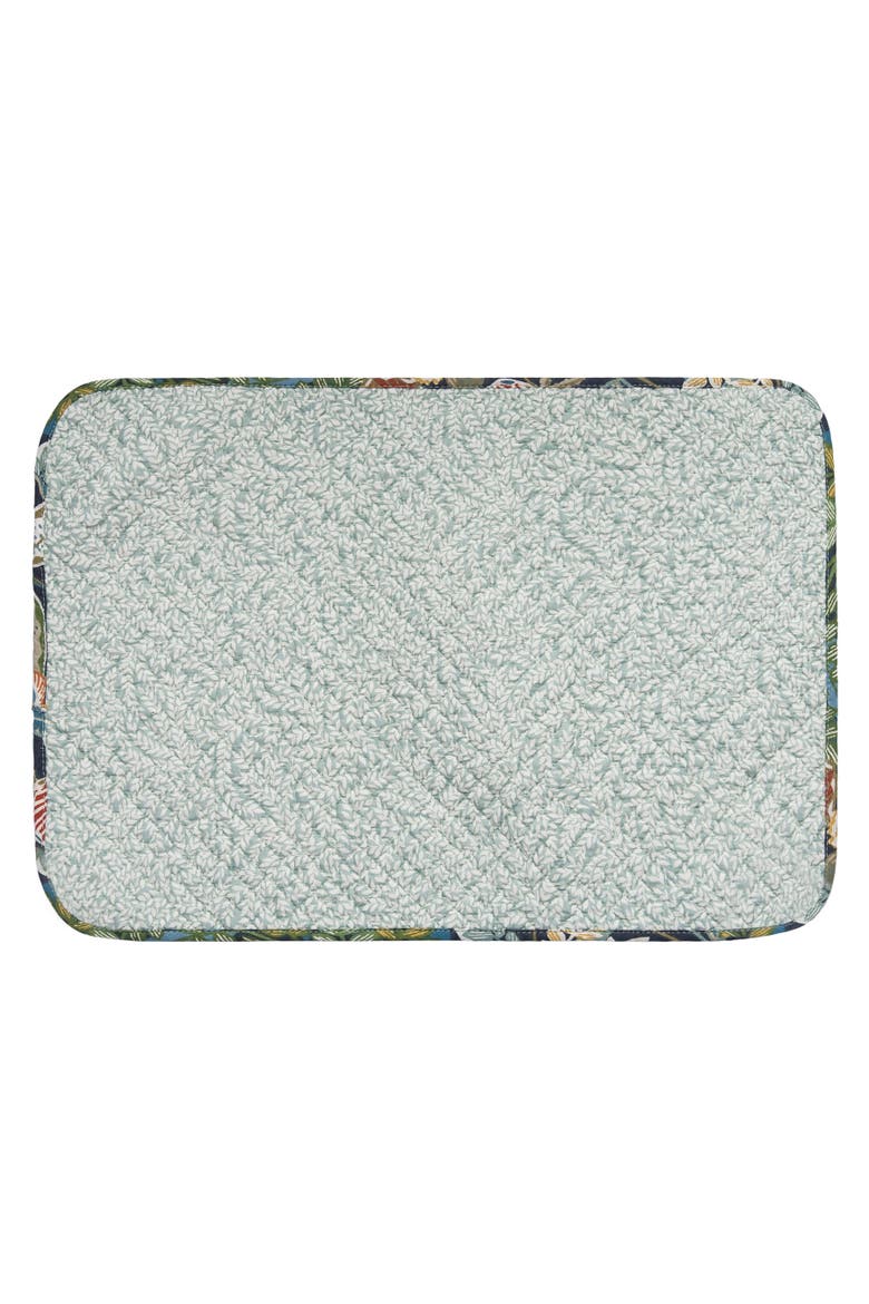Posy Flowers 100% Cotton Quilted Set of 4 Placemats 13" x 19", Alternate, color, Green