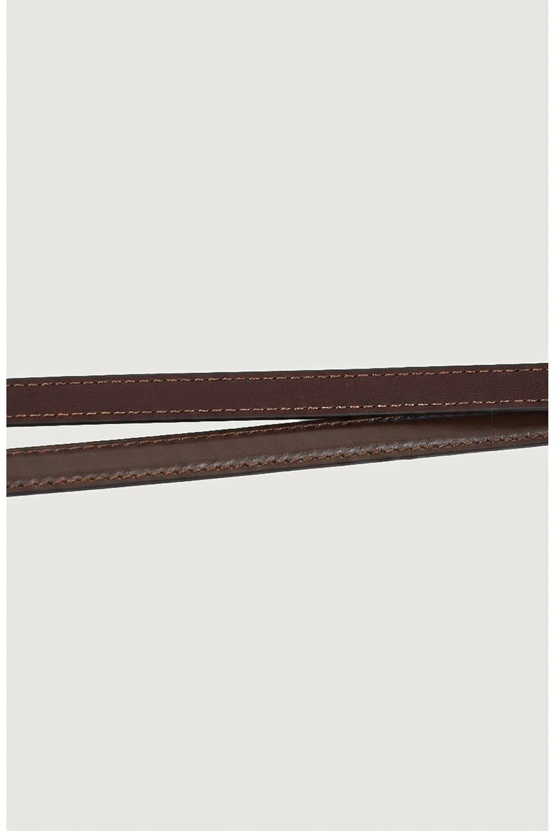 Minimal Design Oval Buckle Leather Belt, Alternate, color, Brown