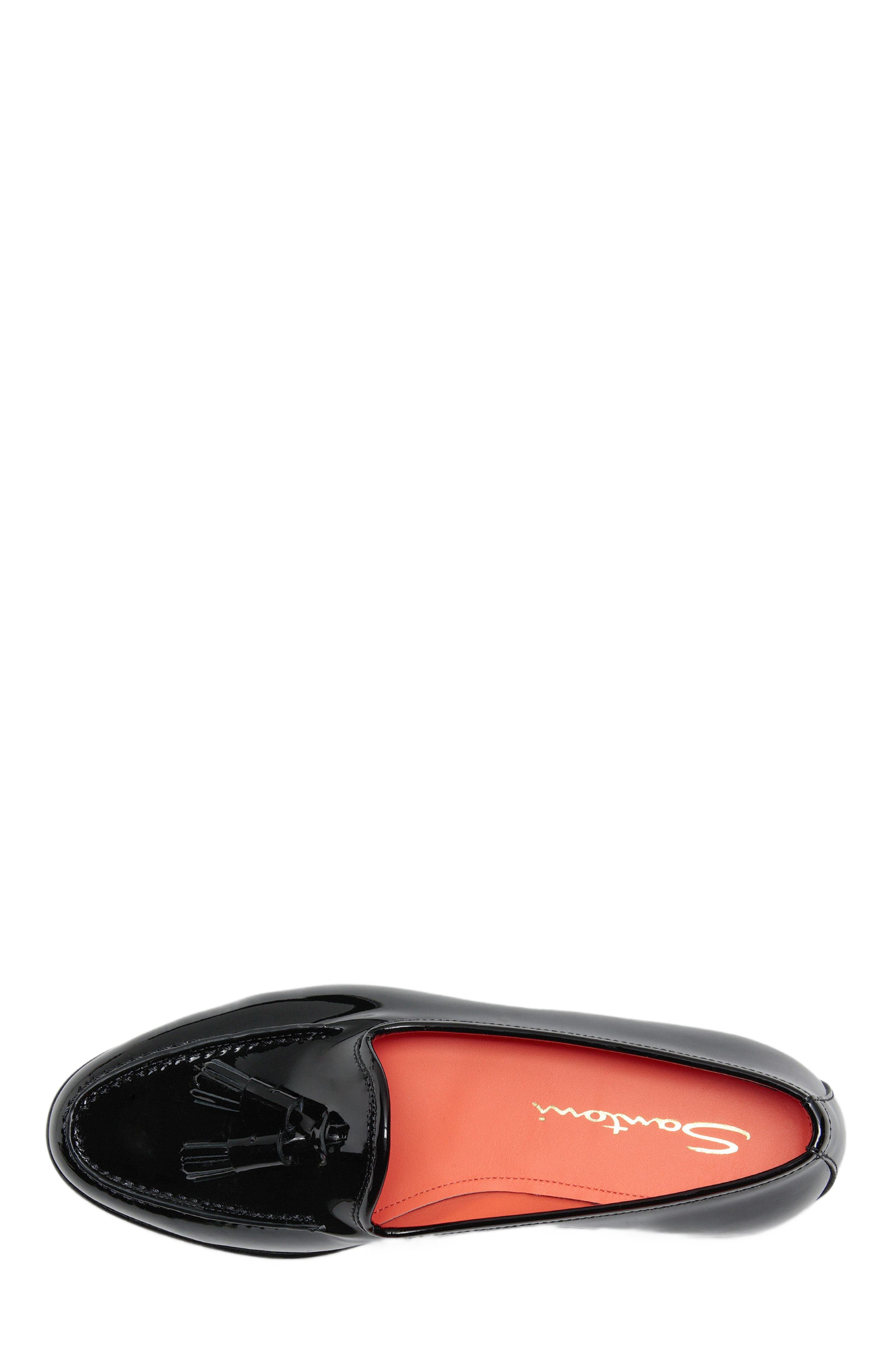 Santoni Women's Andrea Black Patent Tassel Loafer, Alternate, color, Black