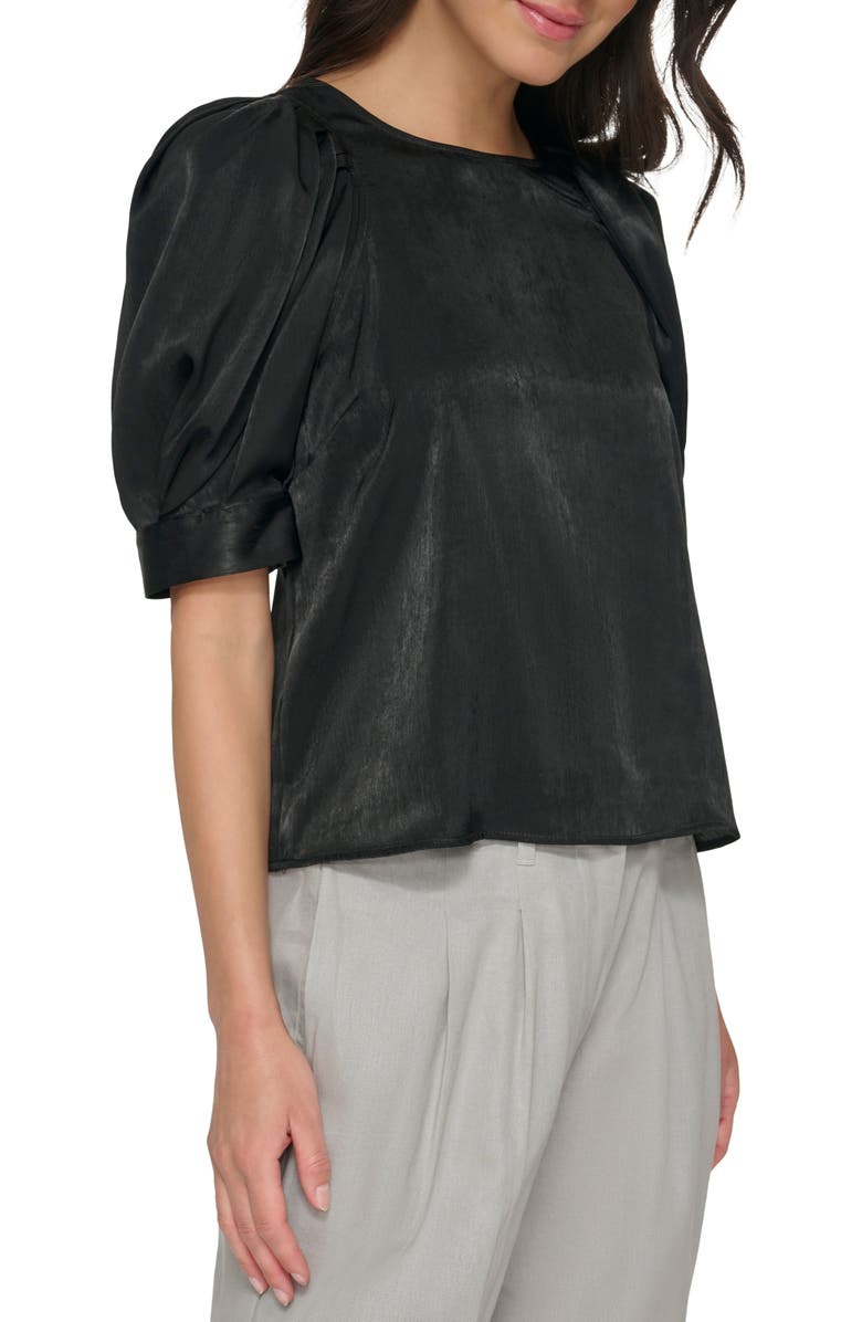 DKNY Puff Sleeve Satin Blouse, Alternate, color, 