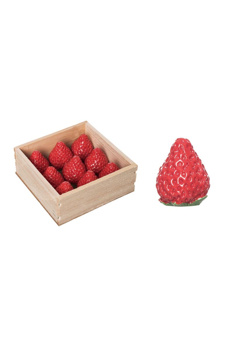 Red Spring Strawberries Display Set of 9 - Decorative Resin Figurines, Main, color, Red