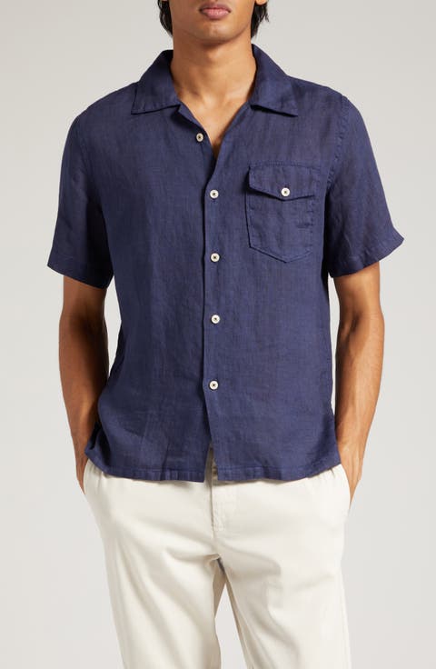 Short Sleeve Linen Button-Up Shirt