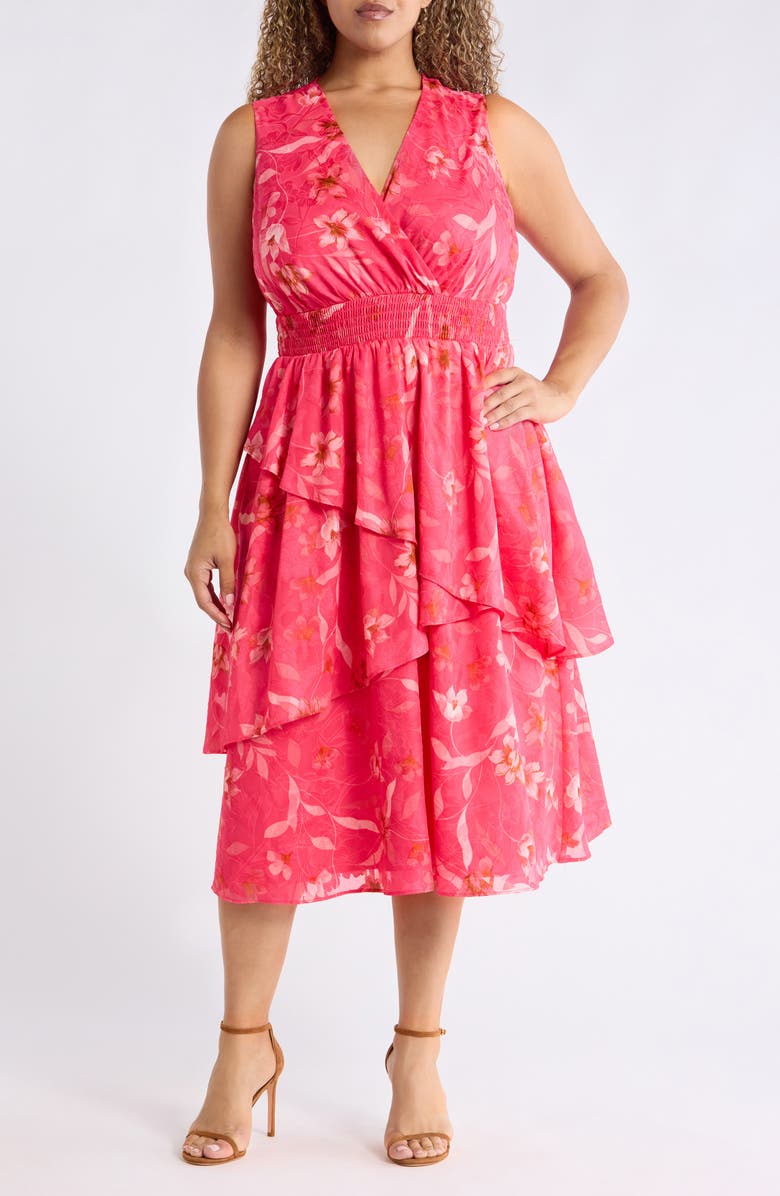 Anne Klein Tiered Ruffle Midi Dress, Main, color, 