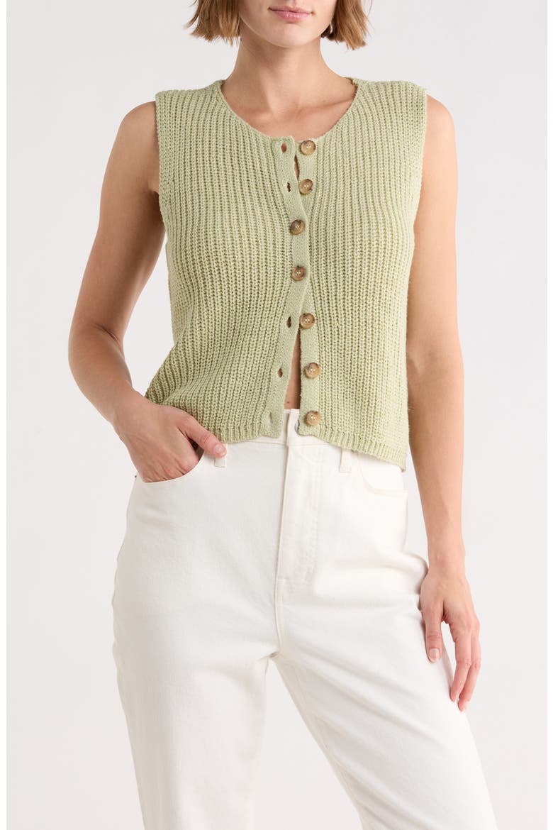 Button-Up Sweater Tank, Main, color, LIGHT OLIVE