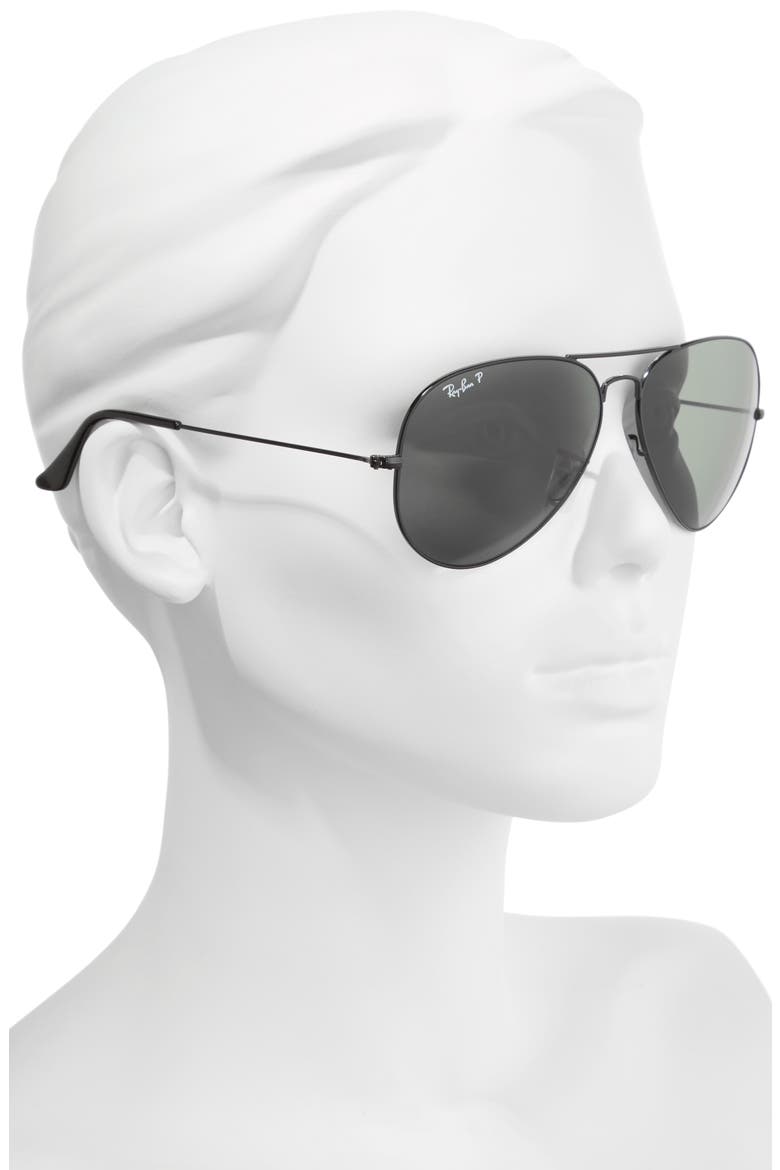 Original 62mm Polarized Aviator Sunglasses, Alternate, color, BLACK/ POLARIZED
