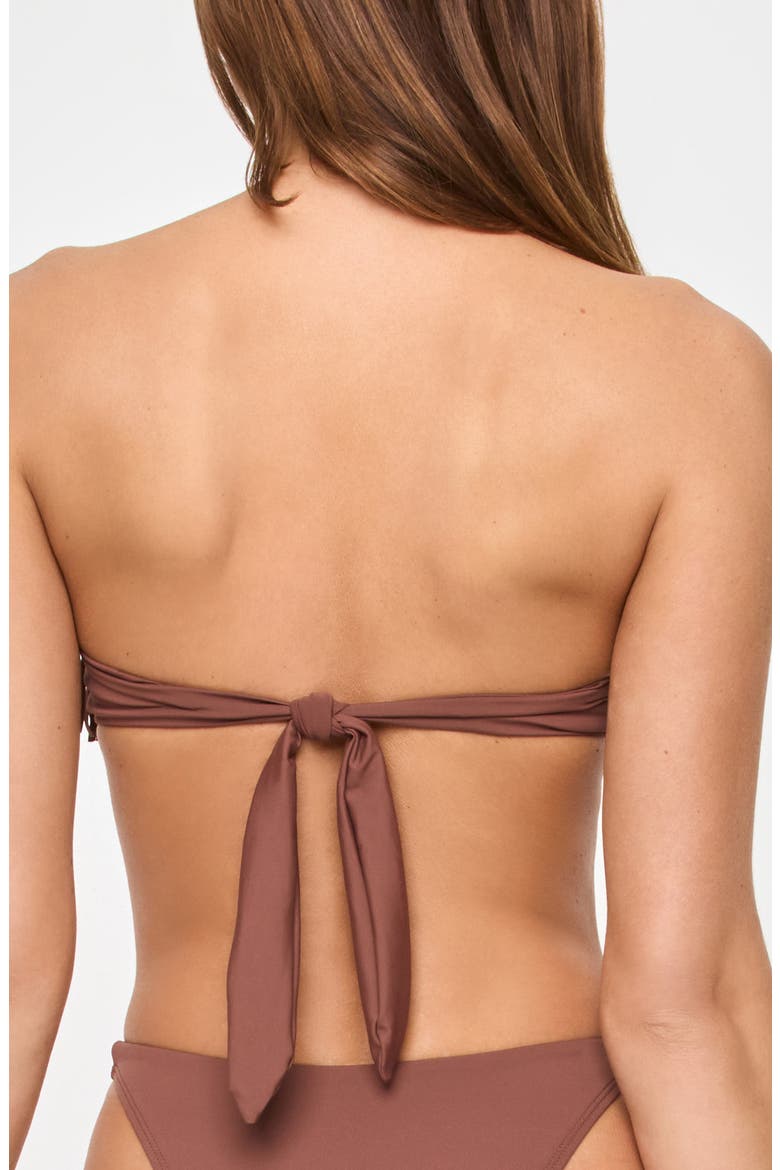 Dixie Fringe Strapless Bikini Top, Alternate, color, CAFE