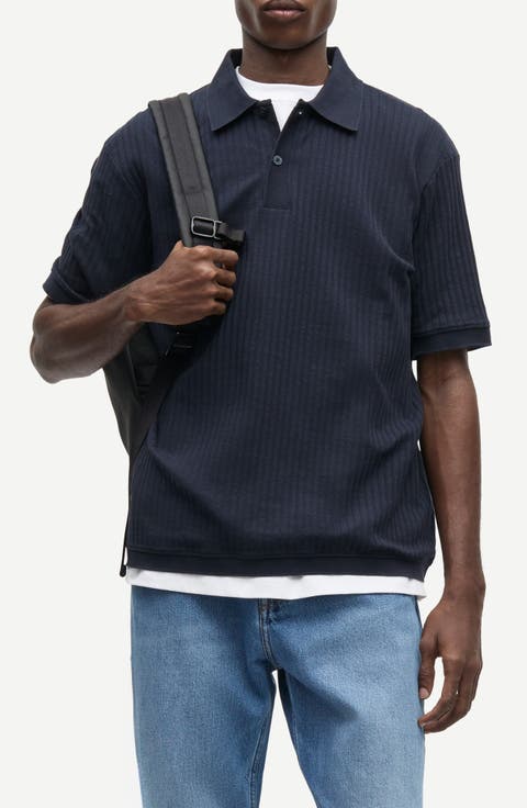 Sajase Ribbed Cotton Blend Polo