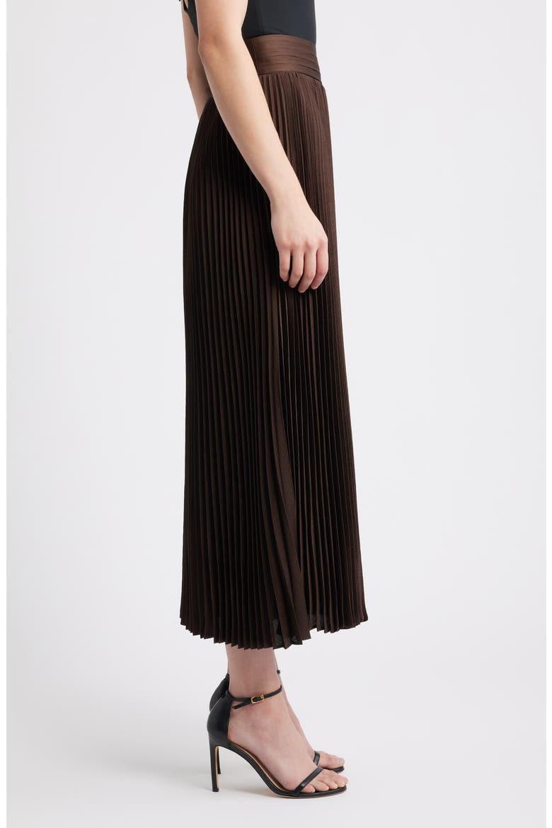 The Ayla Pleated Midi Skirt, Alternate, color, BISTRO BROWN