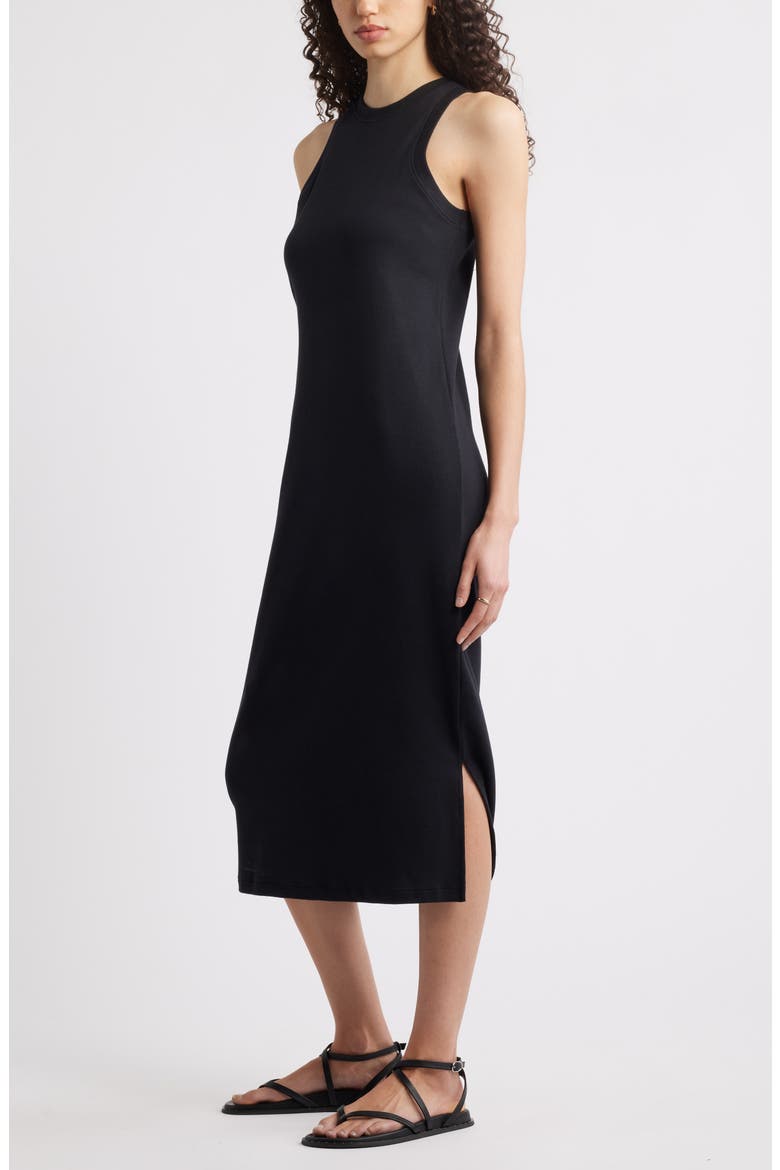 Stretch Cotton Ribbed Tank Dress, Alternate, color, BLACK