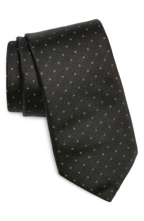 Gold Microdot Silk Tie
