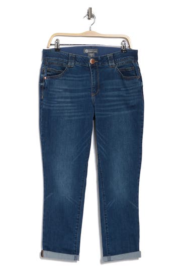 Democracy Ankle Skimmer Roll Cuff Jeans In Mid Blue