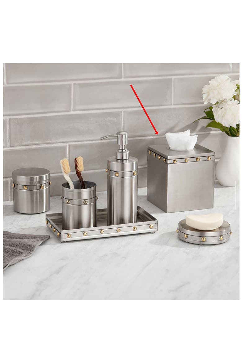 Rivets Tissue Box Cover, Alternate, color, SILVER
