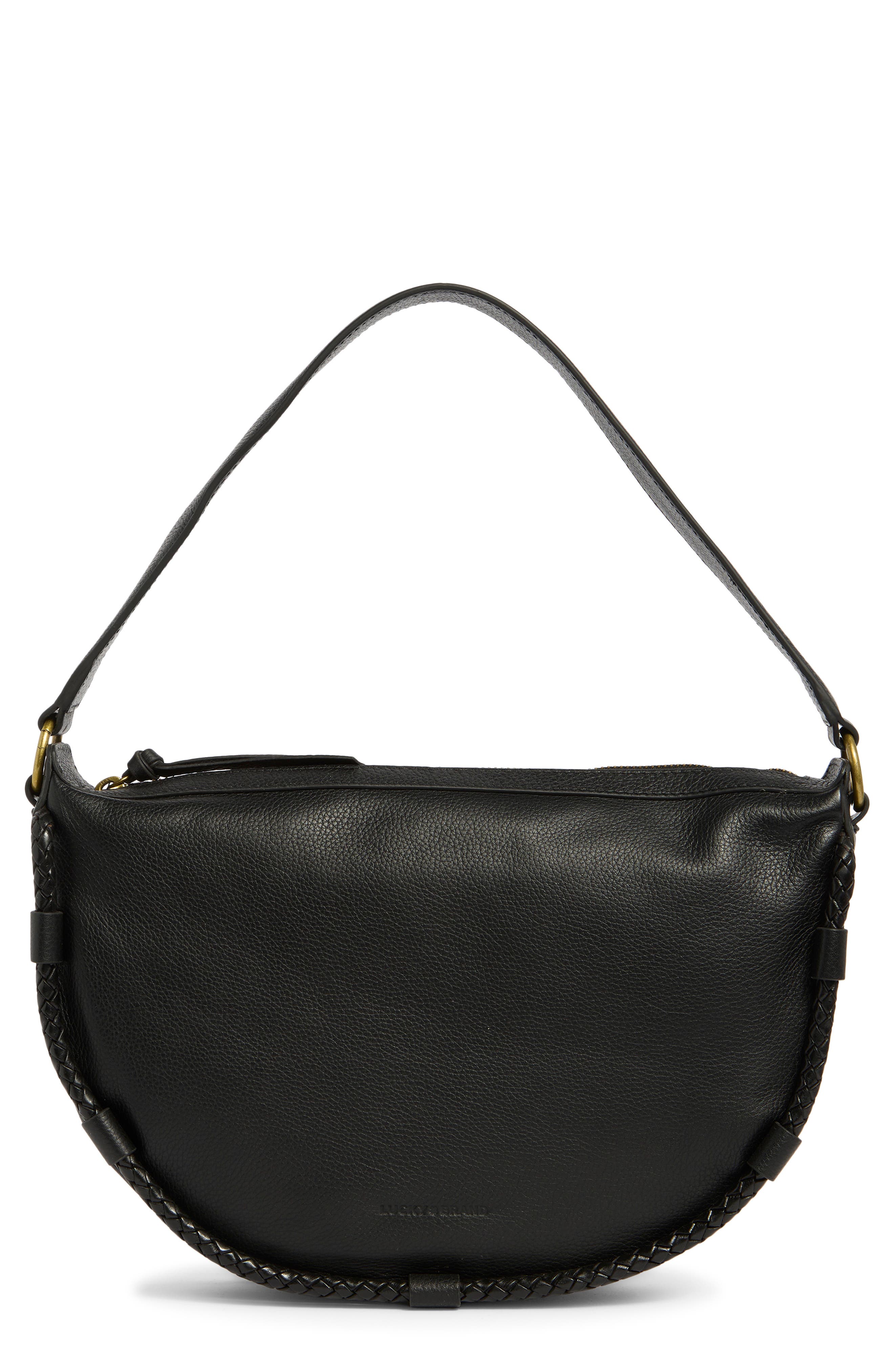 Lucky Brand Zila Leather Shoulder Bag, Main, color, Black