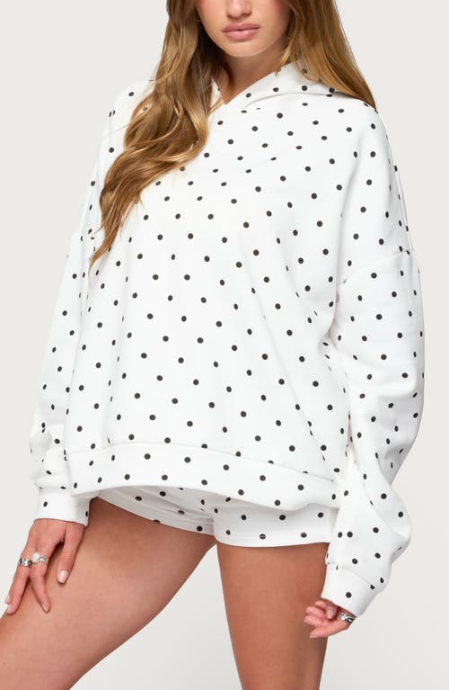 Edikted Chelsie Polka Dot Cotton Blend Hoodie In White