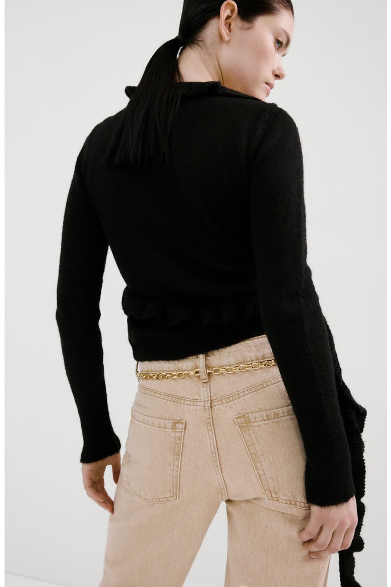 Heidi Ruffle Wrap Cardigan, Alternate, color, CHARCOAL