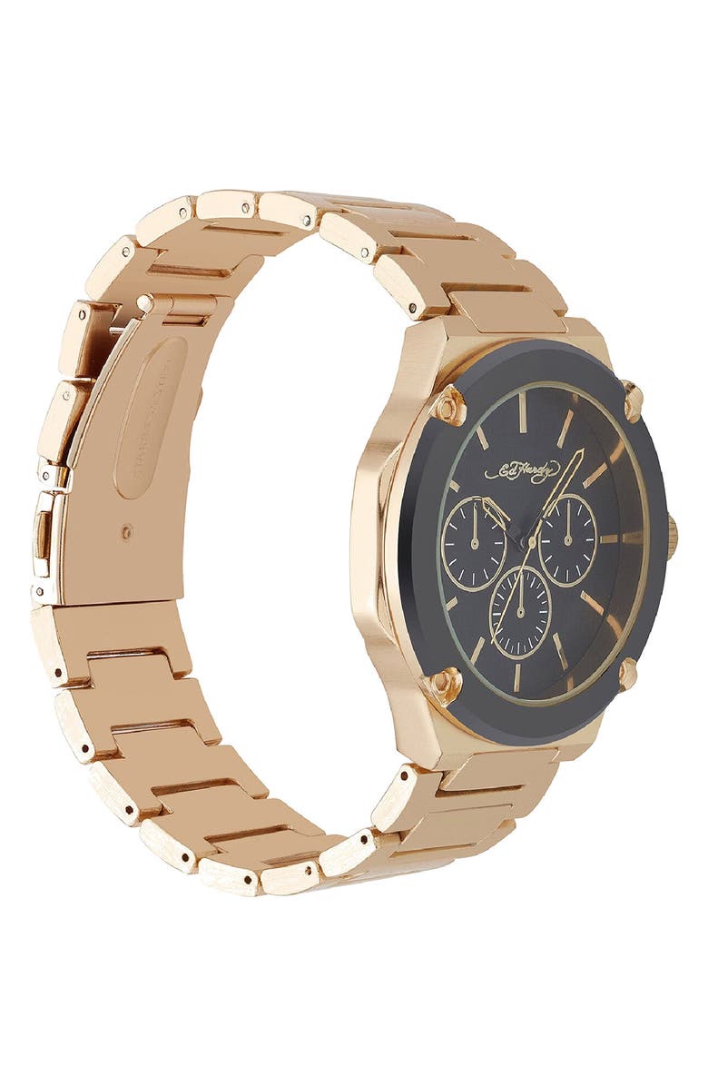 Ed Hardy Quartz Chronograph Bracelet Watch, 46mm, Alternate, color, Gold/ Black