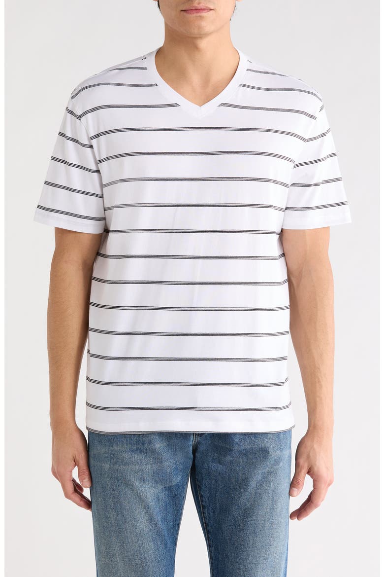 Bryce Stripe V-Neck T-Shirt, Main, color, TRUE WHITE/TRUE BLACK