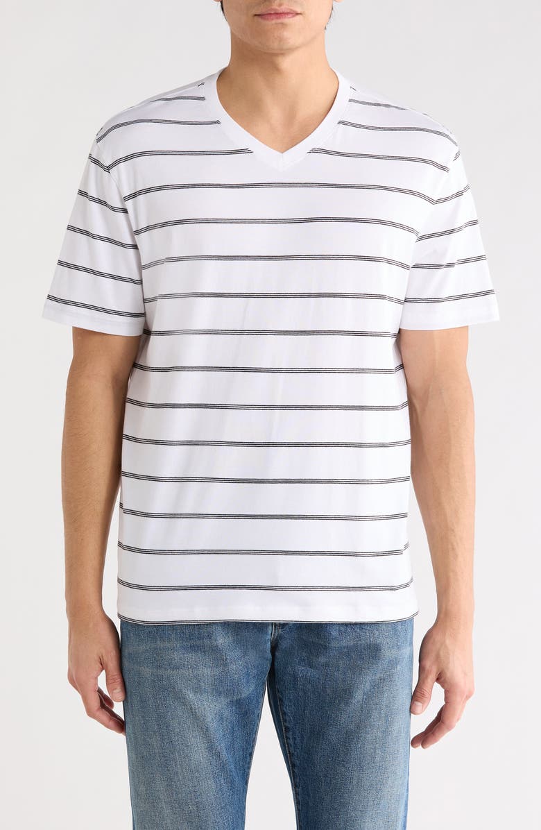 AG Bryce Stripe V-Neck T-Shirt, Main, color, True White/True Black