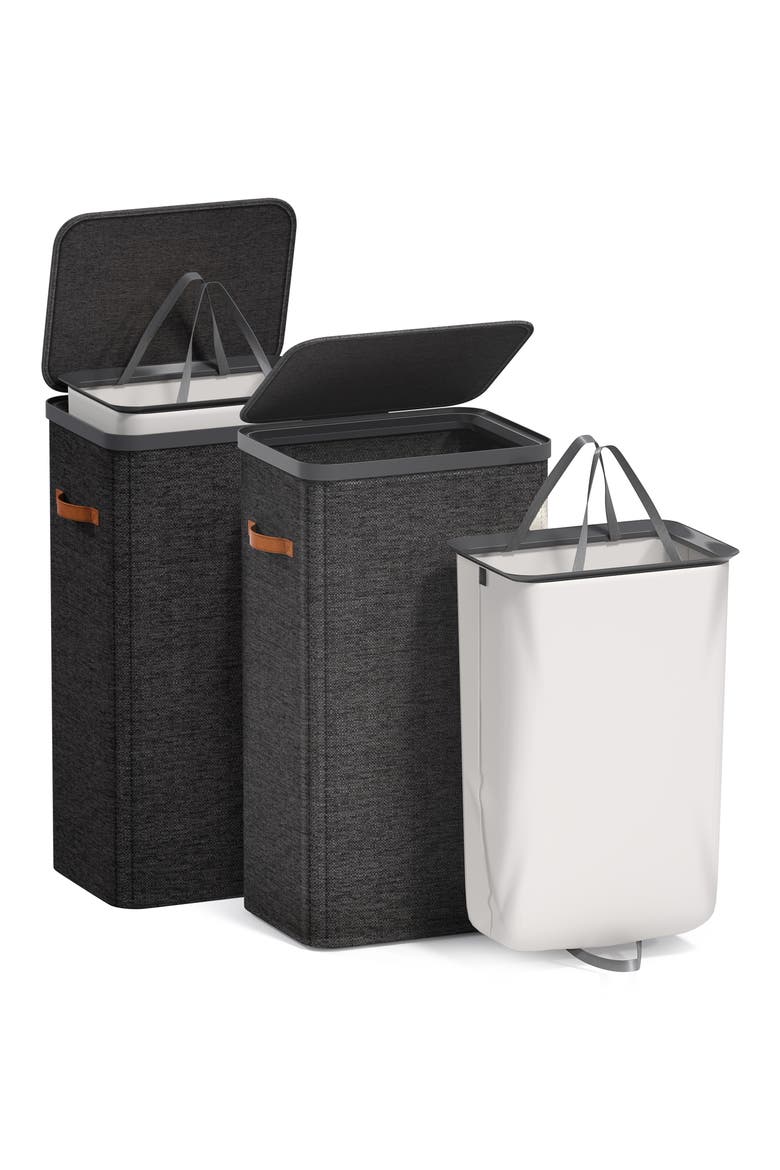 Set of 2 Laundry Hampers, Main, color, BLACK