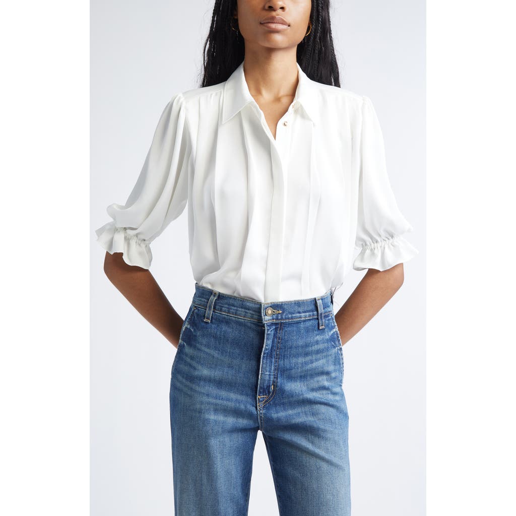 Ramy Brook Amira Button Front Woven Shirt In White