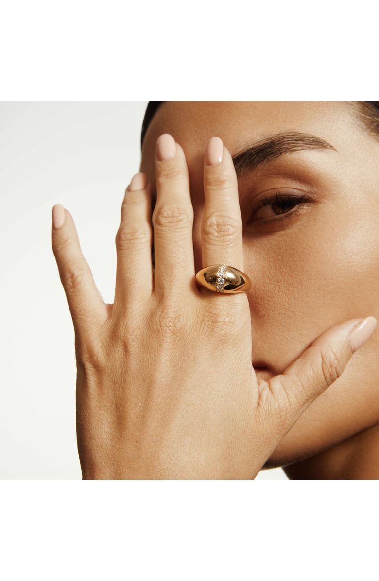 Michael M Orb Diamond Split Signet Ring, Alternate, color, Yellow Gold