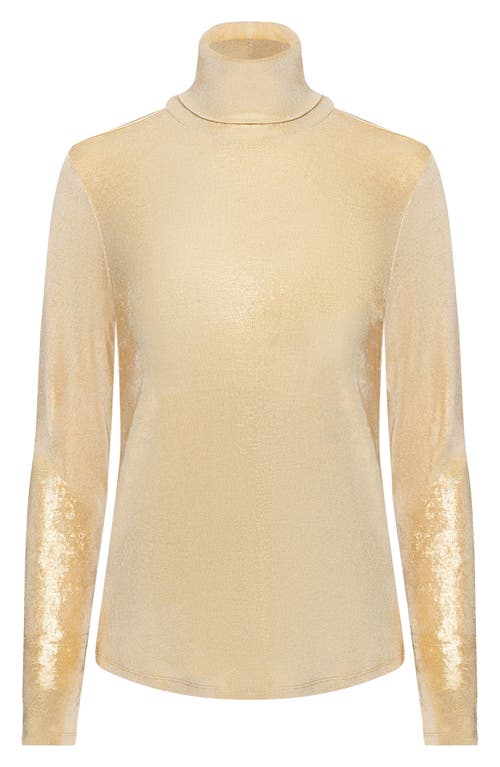 Isaac Mizrahi New York Metallic Turtleneck Sweater In Gold
