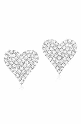 House of Frosted White Topaz Heart Stud Earrings