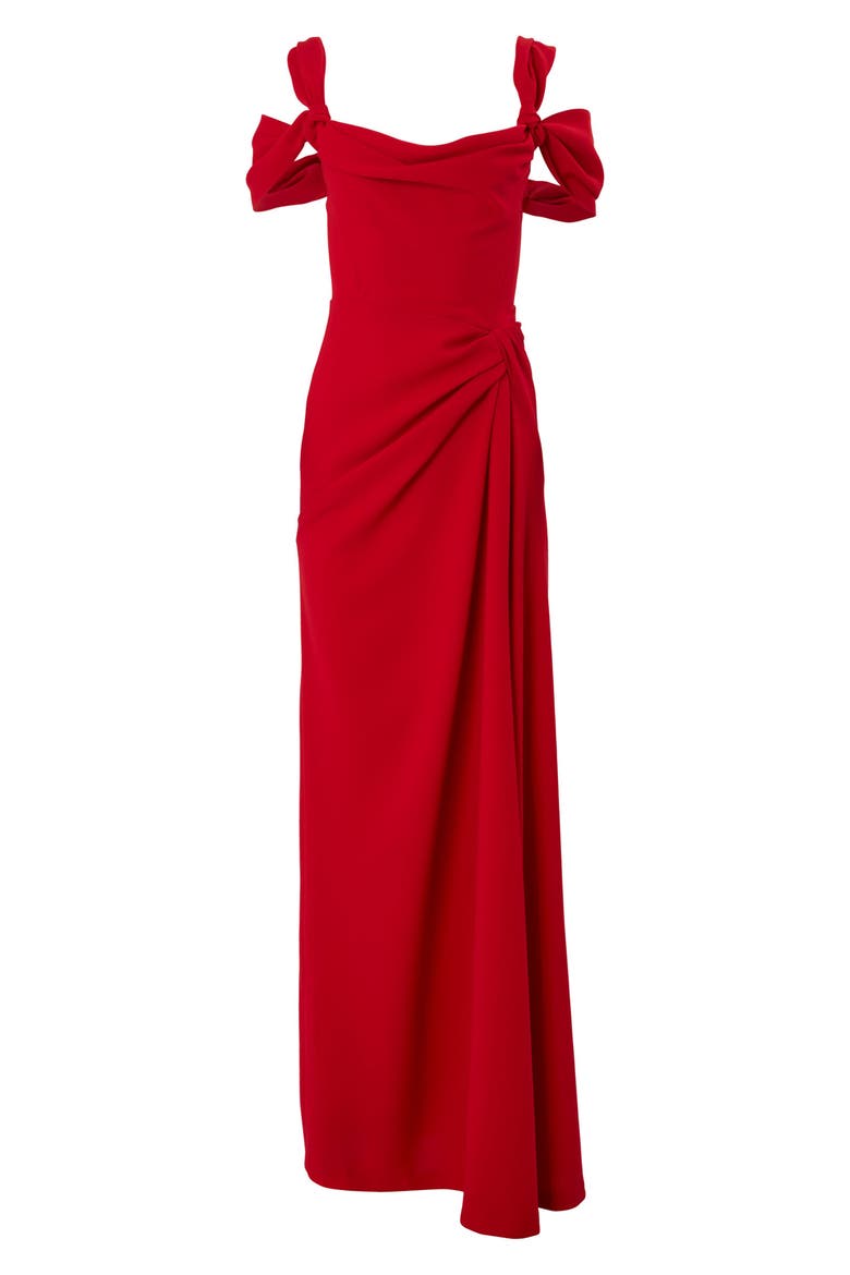 Drape Neck Crepe Gown, Alternate, color, LACQUER RED
