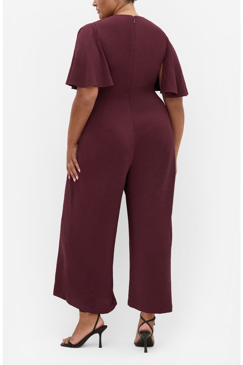 Braelynn Short Sleeve Jumpsuit, Alternate, color, DARK CHERRY