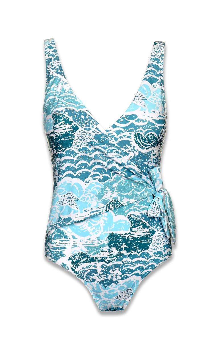 HELEN JON Wrap One-Piece, Alternate, color, Malibu