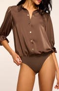 Ramy Brook Dina Matte Satin Bodysuit