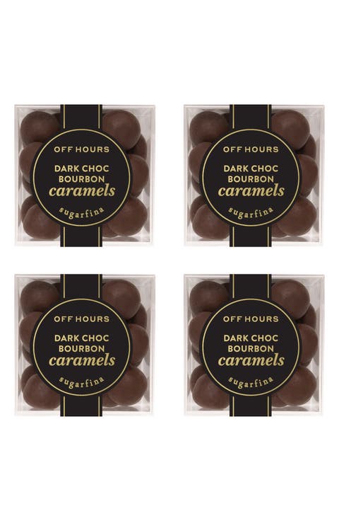 Dark Chocolate Bourbon Caramels Set of 4 Candy Cubes
