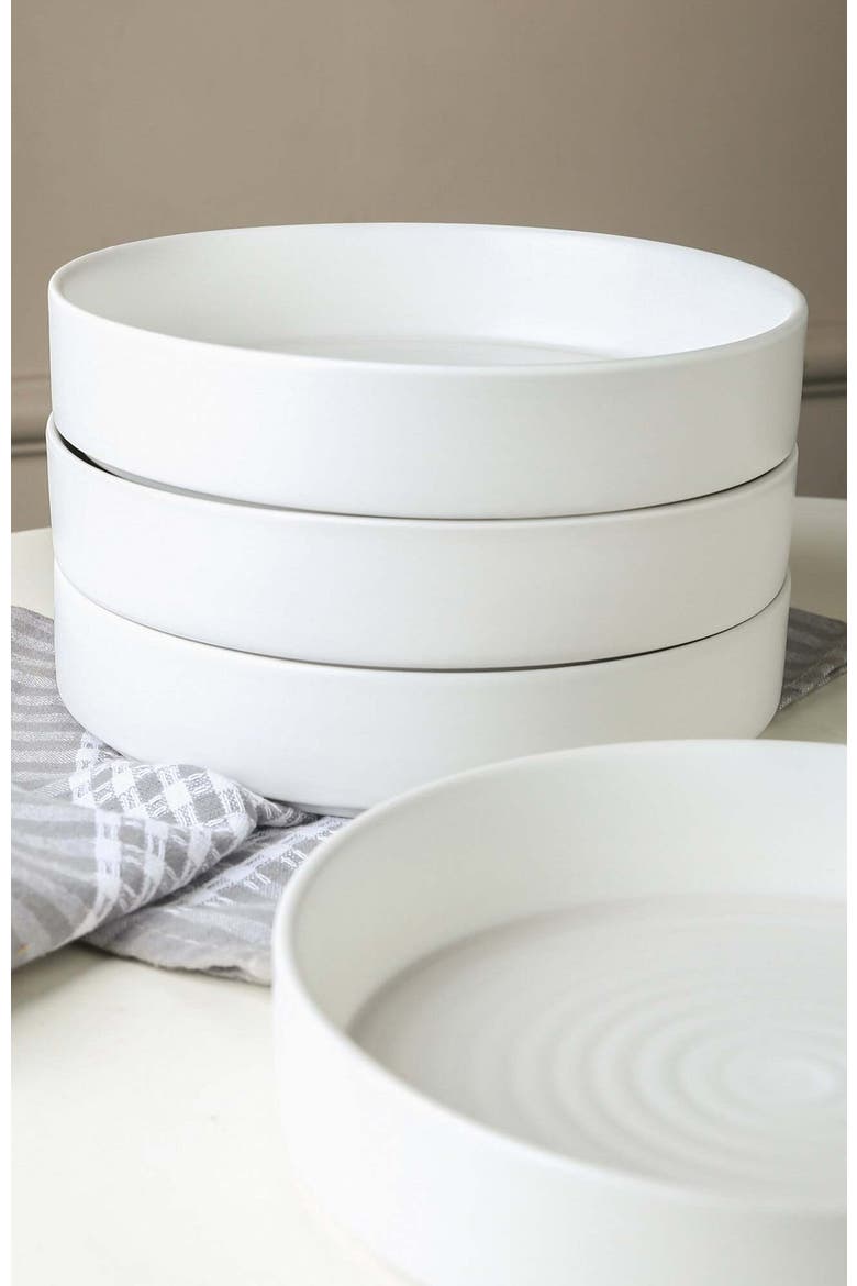 Elica Stoneware 12-Piece Dinnerware Set, Alternate, color, White