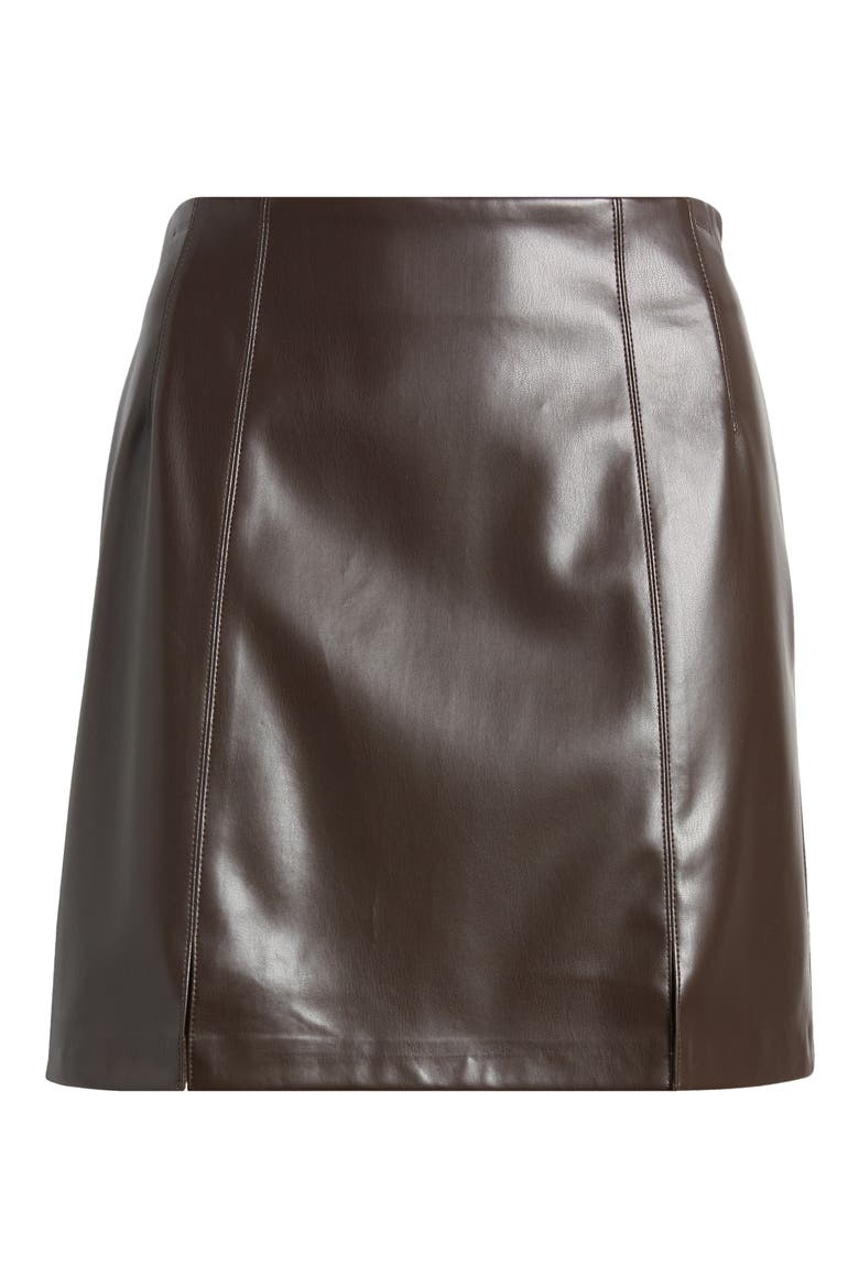 Faux Leather Miniskirt, Alternate, color, DARK CHOCOLATE