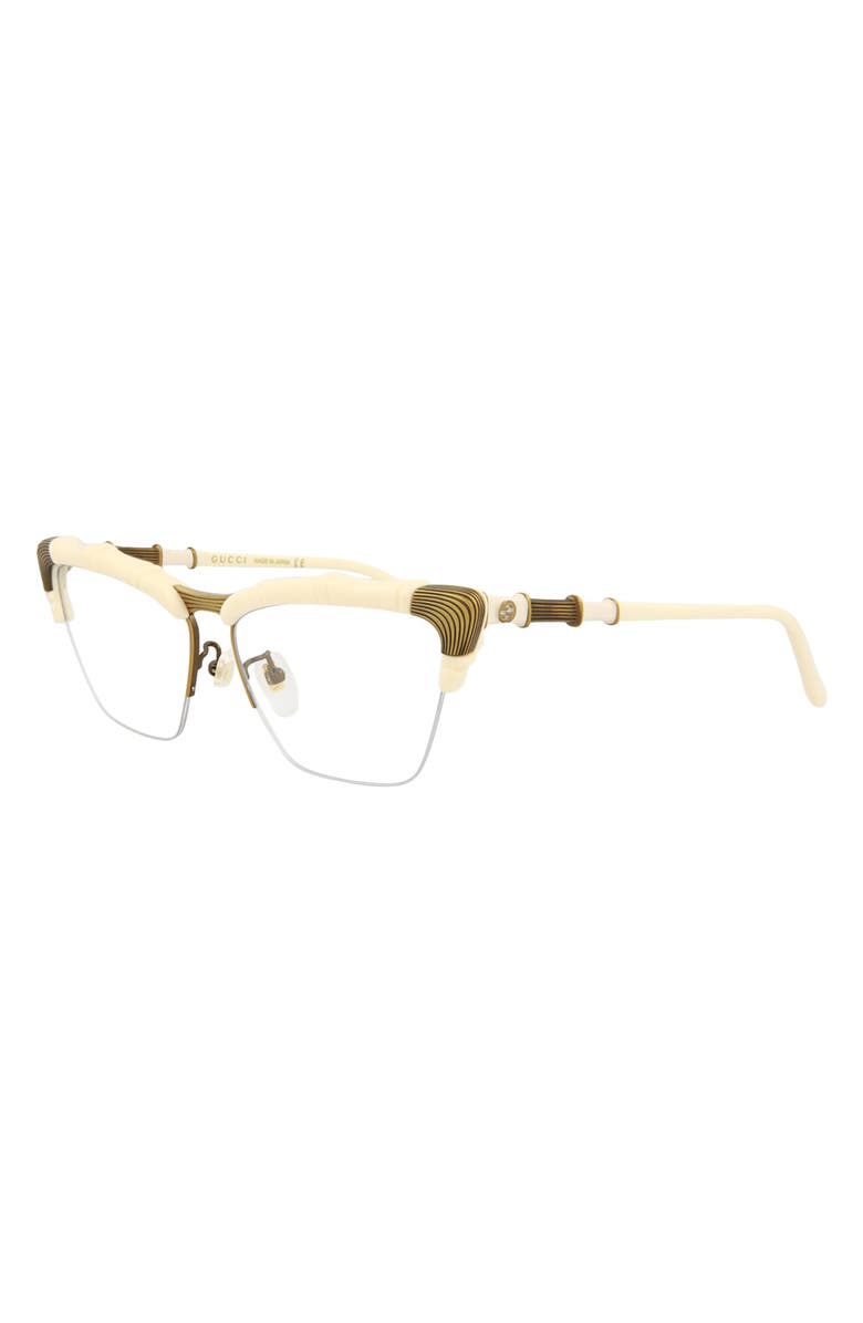 Gucci 58mm Novelty Square Optical Glasses, Alternate, color, White Transparent