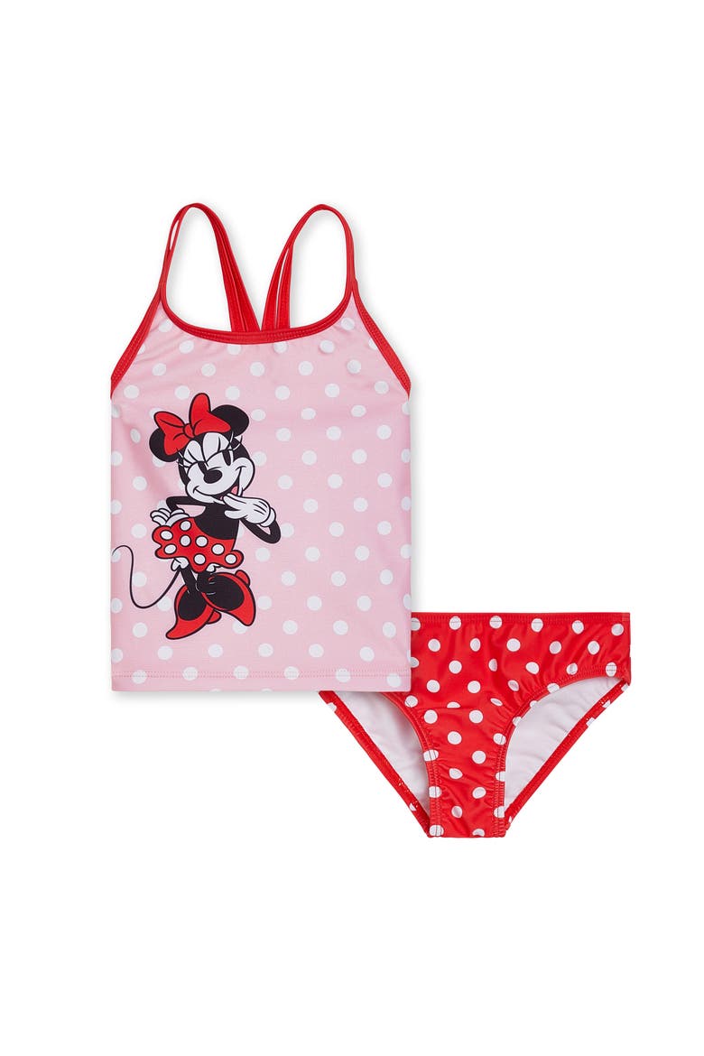 Minnie Mouse 2-Piece Tankini Top and Bikini Bottom Swim Set UPF 50+, Main, color, Minnie Red Pink Dot