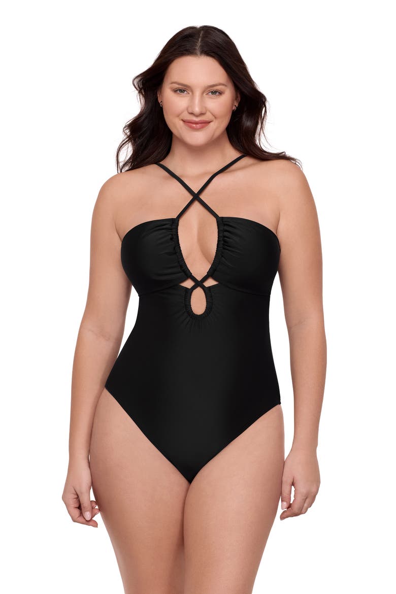 Double Keyhole One Piece, Main, color, Black